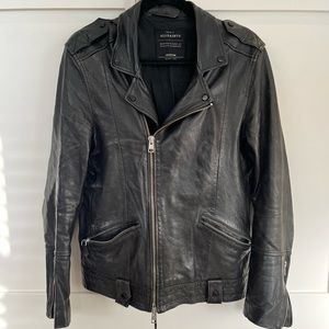 ALLSAINTS 100% Leather Biker Jacket. 4 Pockets (2 inner breast pockets.